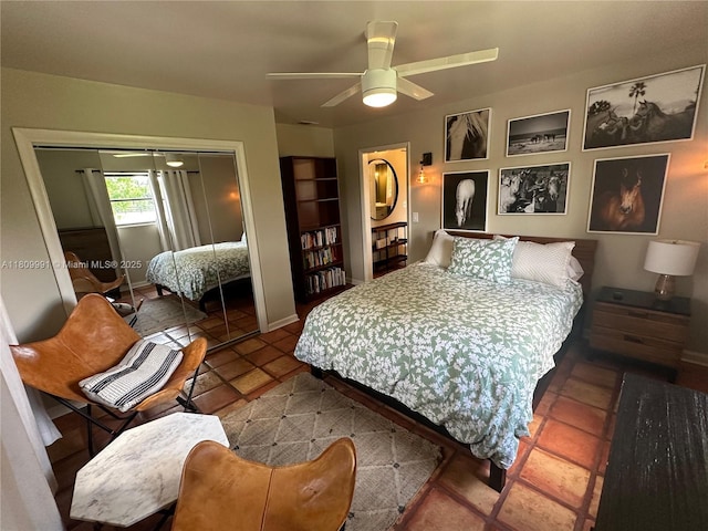 1230 F Rd, Loxahatchee, FL 33470 - bedroom with a closet, baseboards, and a ceiling fan
