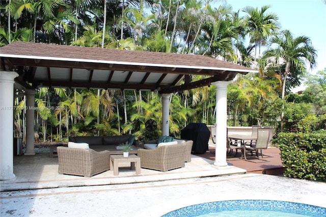 9941 SW 97th Ct, Miami, FL 33176 - view of patio featuring outdoor lounge area, a gazebo, and grilling area
