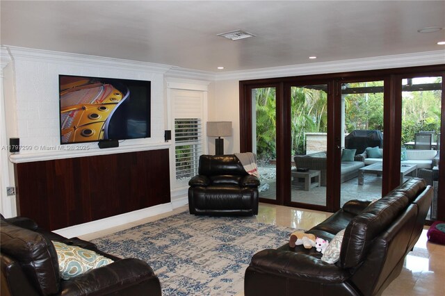 9941 SW 97th Ct, Miami, FL 33176 - living room featuring crown molding