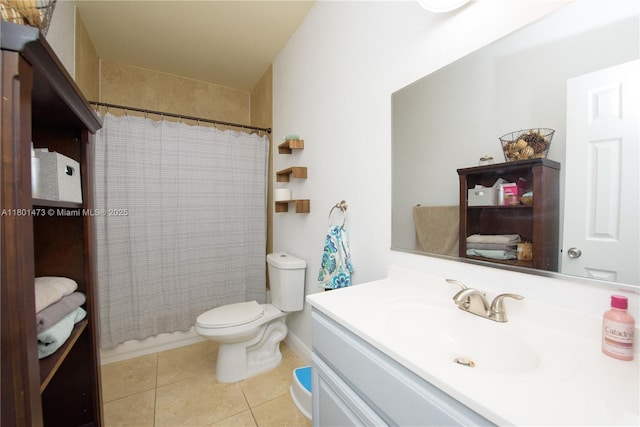 16610 SW 294th Ter, Homestead, FL 33033 - bathroom featuring vanity, toilet, tile patterned flooring, a shower with curtain, and baseboards