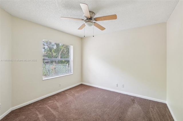 5708 NW 47th Ct, Coral Springs, FL 33067 - carpeted empty room featuring a textured ceiling, baseboards, and a ceiling fan