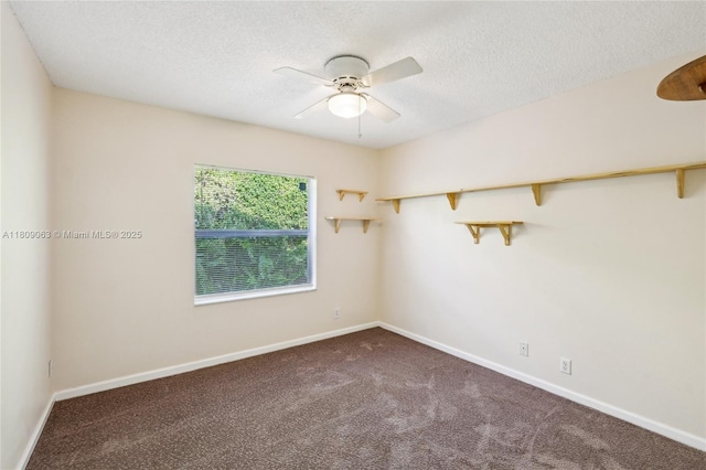 5708 NW 47th Ct, Coral Springs, FL 33067 - empty room featuring ceiling fan, carpet, a textured ceiling, and baseboards