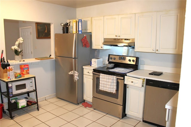 5100 SW 41st St Unit 214, Pembroke Park, FL 33023 - kitchen featuring appliances with stainless steel finishes, under cabinet range hood, and white cabinets