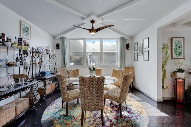 1601 S Ocean Dr Unit 106, Hollywood, FL 33019 - dining room featuring ceiling fan, wood finished floors, and baseboards