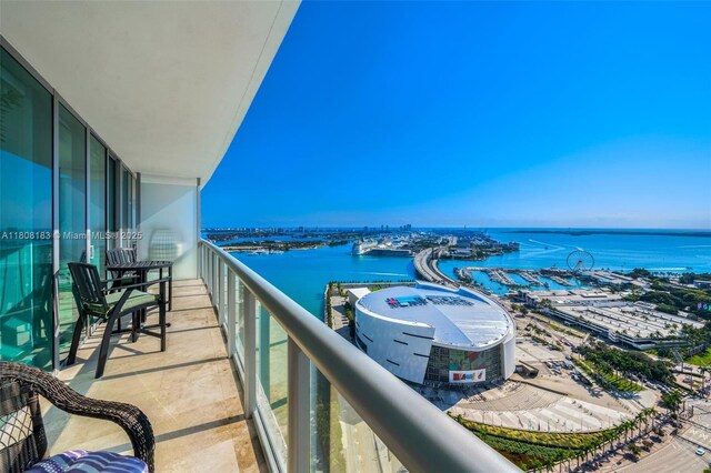 888 Biscayne Blvd Unit 3702, Miami, FL 33132 - balcony featuring a water view and view of marina