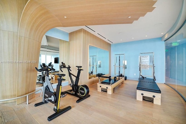 1000 Brickell Plz Unit 4209, Miami, FL 33131 - exercise room with wood finished floors