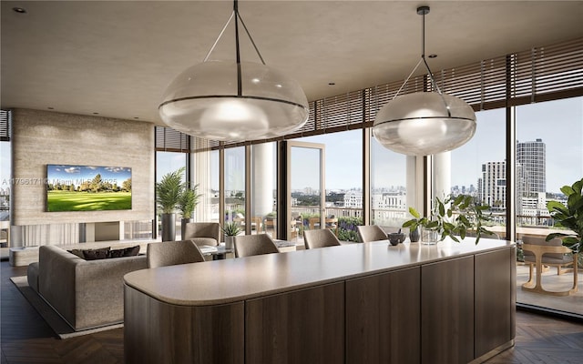 4241 Aurora St Unit 701, Coral Gables, FL 33146 - building lobby with a city view and expansive windows
