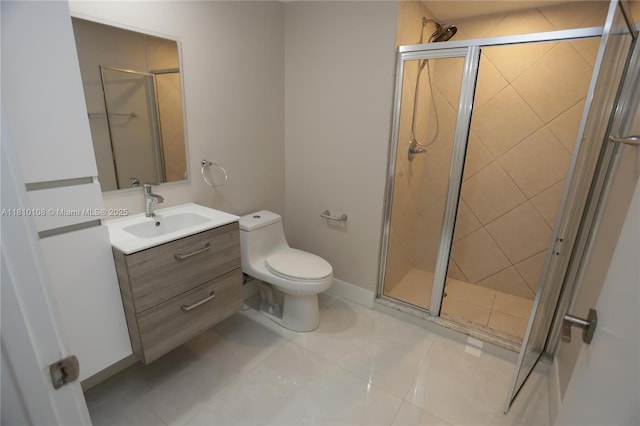 325 S Biscayne Blvd Unit 1822, Miami, FL 33131 - bathroom with vanity, toilet, a shower stall, and tile patterned floors