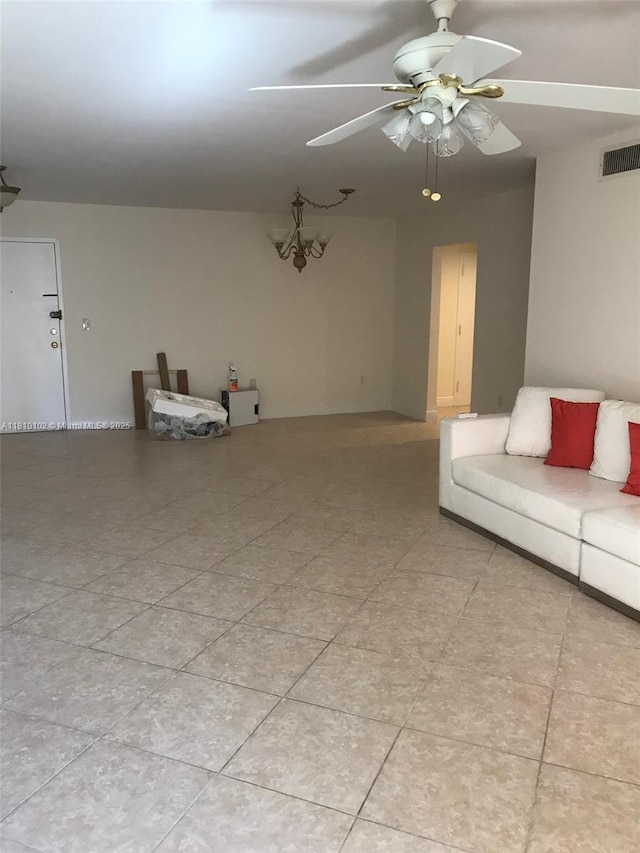 200 178th Dr Unit 505, Sunny Isles Beach, FL 33160 - unfurnished living room with ceiling fan and light tile patterned floors