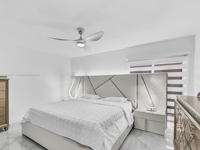 1890 W 56th St Unit 1307, Hialeah, FL 33012 - bedroom featuring light marble finish flooring and ceiling fan
