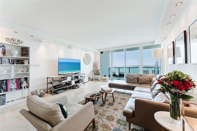 1331 Brickell Bay Dr Unit 2805, Miami, FL 33131 - living area featuring a wall of windows and recessed lighting