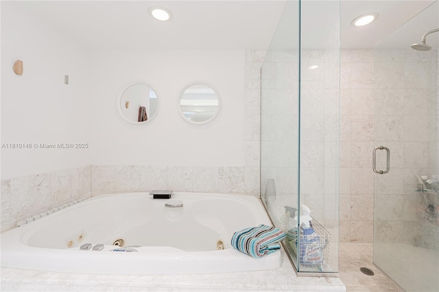 1331 Brickell Bay Dr Unit 2805, Miami, FL 33131 - full bath with a shower stall, a jetted tub, and recessed lighting