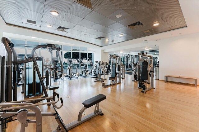 1331 Brickell Bay Dr Unit 2805, Miami, FL 33131 - gym featuring wood finished floors and a drop ceiling