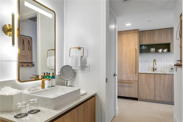601 NE 1st St Unit 3907, Miami, FL 33132 - bathroom with vanity, tile patterned flooring, and recessed lighting