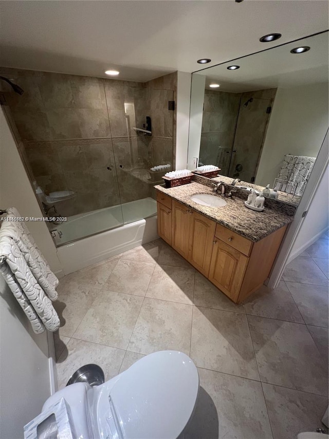15645 Collins Ave Unit 301, Sunny Isles Beach, FL 33160 - bathroom featuring vanity, shower / washtub combination, and recessed lighting