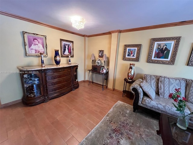 3551 NE 169th St Unit 301, North Miami Beach, FL 33160 - sitting room featuring crown molding and wood finished floors