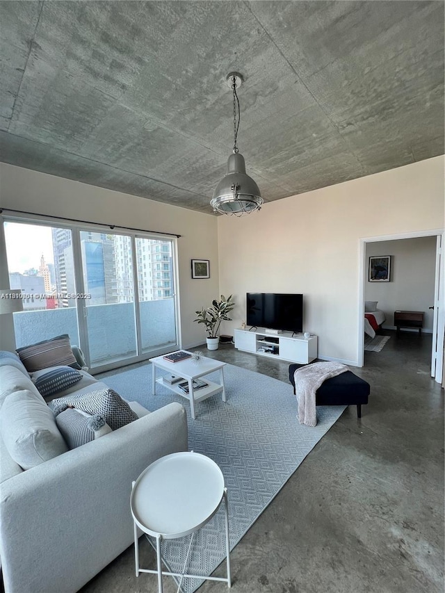 133 NE 2nd Ave Unit 913, Miami, FL 33132 - living area featuring concrete floors