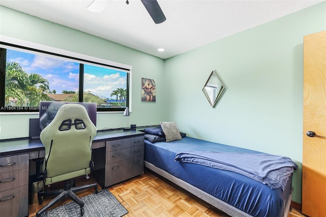 14680 SW 107th Ter, Miami, FL 33186 - bedroom featuring a desk, ceiling fan, and recessed lighting