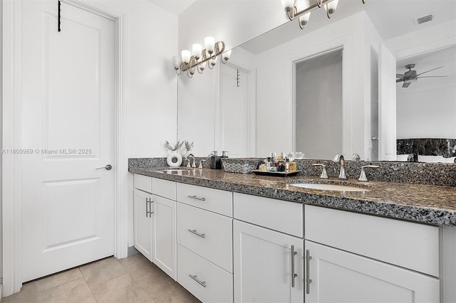 1403 SW 113th Ave, Pembroke Pines, FL 33025 - bathroom featuring double vanity and ceiling fan