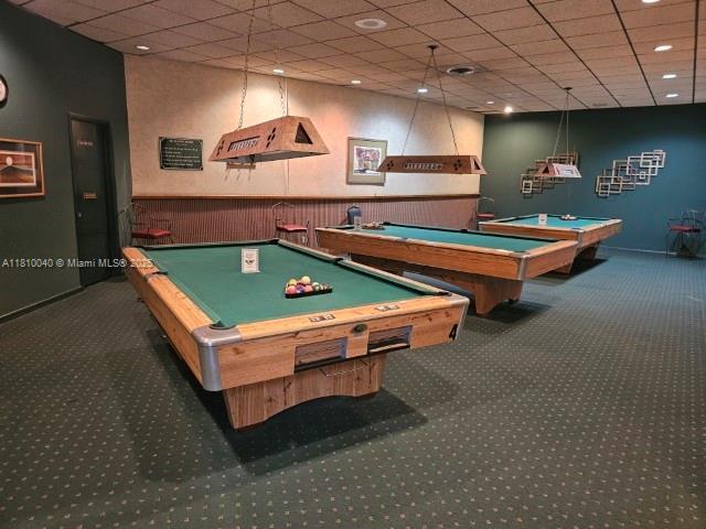 900 Colony Point Cir Unit 505, Pembroke Pines, FL 33026 - playroom featuring carpet, billiards, and recessed lighting