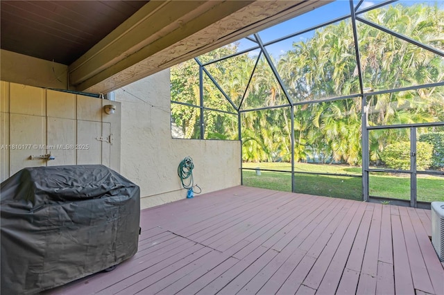 760 E Coco Plum Cir, Plantation, FL 33324 - wooden terrace featuring grilling area, a lanai, and a yard