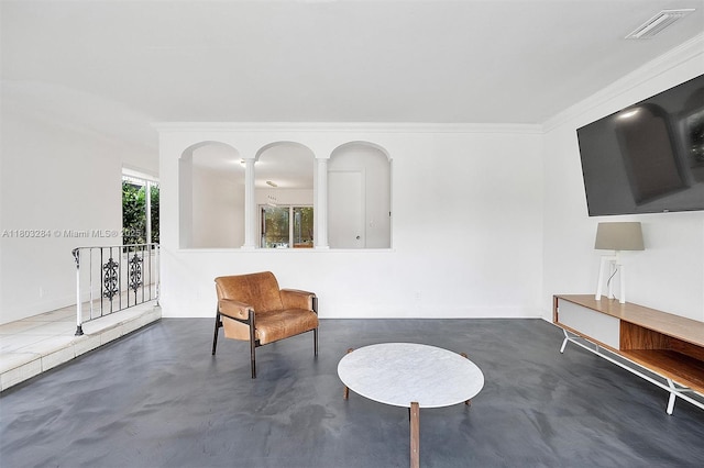 1884 Galleon St Unit 1, North Bay Village, FL 33141 - living area with concrete floors and crown molding