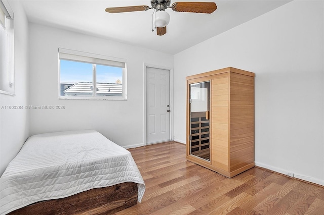 1884 Galleon St Unit 1, North Bay Village, FL 33141 - bedroom with light wood-style floors, baseboards, and a ceiling fan