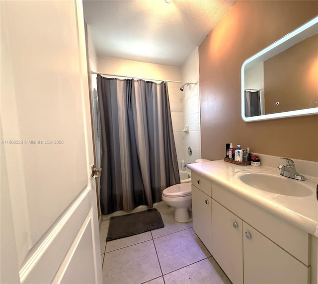 9772 SW 159th Ave, Miami, FL 33196 - bathroom featuring vanity, toilet, tile patterned flooring, and shower / bathtub combination with curtain