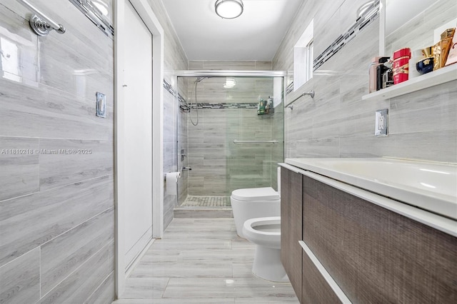 18110 SW 153rd Ct, Miami, FL 33187 - full bath featuring a stall shower, vanity, a bidet, and wood finished floors