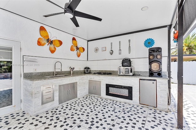 18110 SW 153rd Ct, Miami, FL 33187 - view of patio with an outdoor kitchen and ceiling fan
