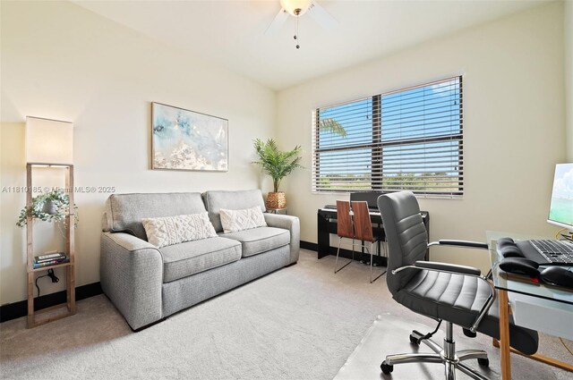 9145 NW 154th Ter, Miami Lakes, FL 33018 - carpeted home office with ceiling fan and baseboards