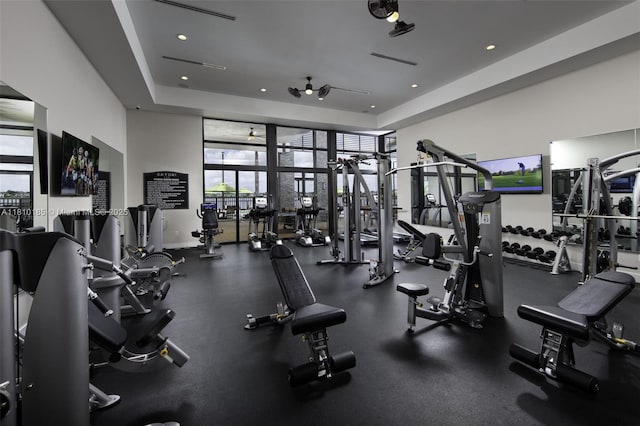 9145 NW 154th Ter, Miami Lakes, FL 33018 - workout area featuring plenty of natural light and recessed lighting