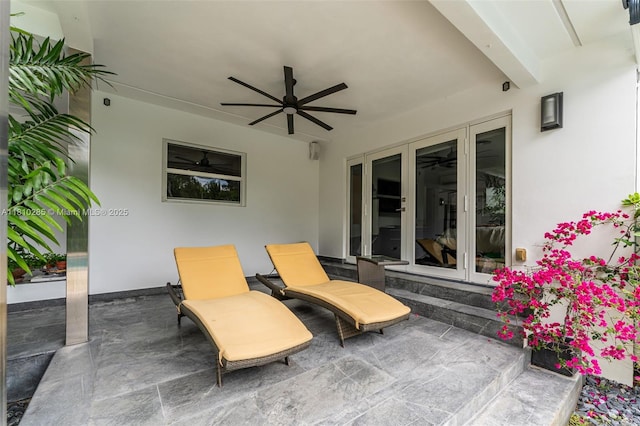 259 E Shore Dr E, Miami, FL 33133 - view of patio / terrace with french doors and a ceiling fan