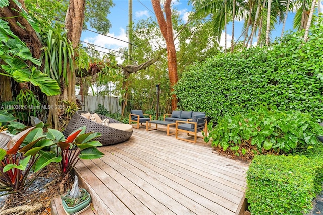 259 E Shore Dr E, Miami, FL 33133 - deck featuring outdoor lounge area and a fenced backyard