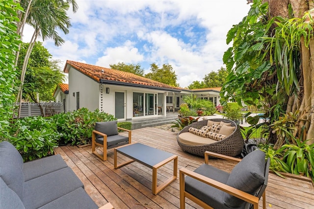 259 E Shore Dr E, Miami, FL 33133 - wooden deck with an outdoor living space
