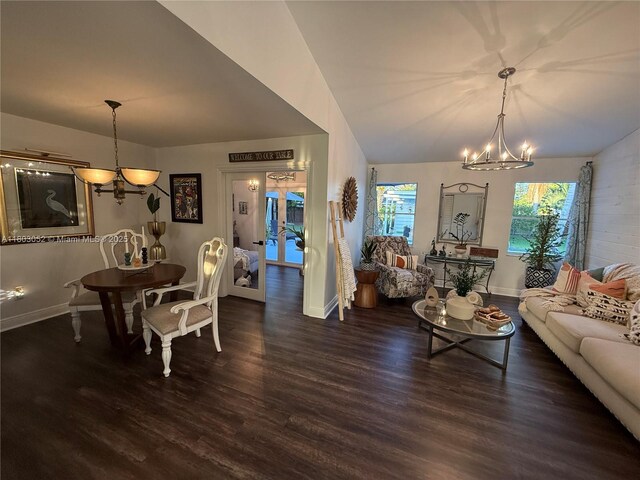 15223 SW 152nd Ave, Miami, FL 33187 - dining space with a chandelier, wood finished floors, baseboards, and french doors