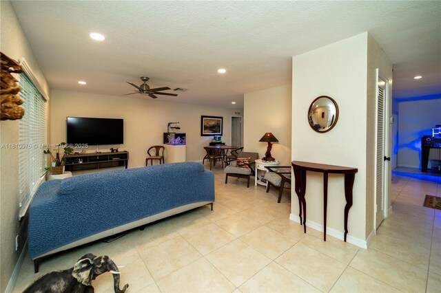 5710 NW 73rd Ave, Tamarac, FL 33321 - living area featuring ceiling fan, recessed lighting, and light tile patterned floors