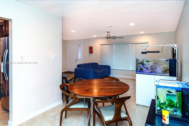 5710 NW 73rd Ave, Tamarac, FL 33321 - dining room with a ceiling fan, recessed lighting, baseboards, and light tile patterned floors