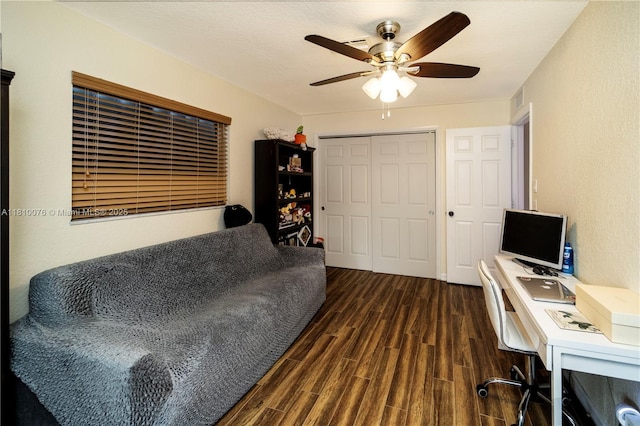 5710 NW 73rd Ave, Tamarac, FL 33321 - office area with dark wood-style floors and a ceiling fan