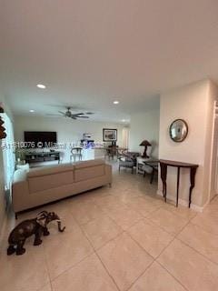 5710 NW 73rd Ave, Tamarac, FL 33321 - living area featuring light tile patterned floors, recessed lighting, and ceiling fan