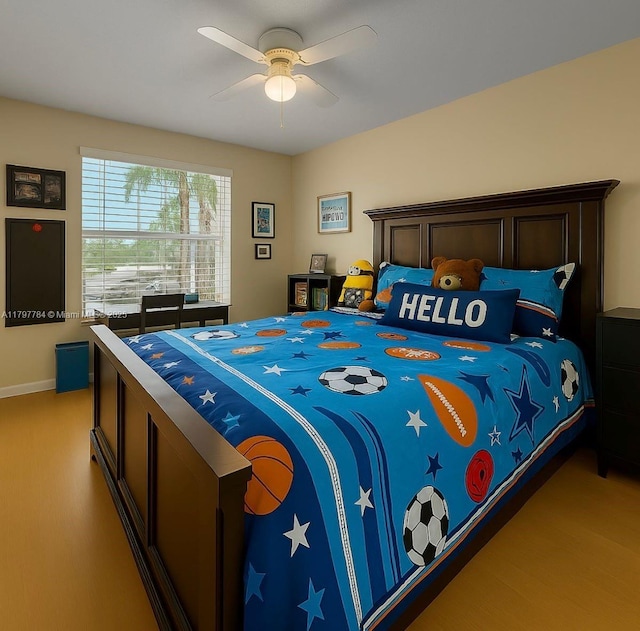 18018 SW 30th Ct, Miramar, FL 33029 - bedroom featuring wood finished floors and a ceiling fan
