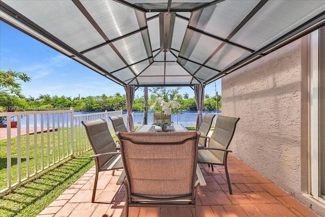 18018 SW 30th Ct, Miramar, FL 33029 - view of patio / terrace featuring a water view, outdoor dining space, and a gazebo