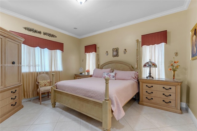 2801 SW 139th Ct, Miami, FL 33175 - bedroom featuring ornamental molding, light tile patterned floors, and baseboards