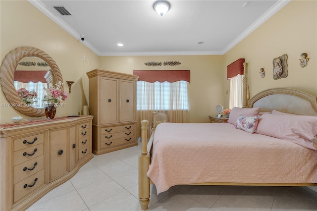 2801 SW 139th Ct, Miami, FL 33175 - bedroom with light tile patterned flooring, ornamental molding, and recessed lighting
