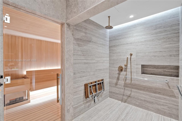 2655 S Bayshore Dr Unit 705, Miami, FL 33133 - full bath featuring a tile shower, a fireplace, and a sauna