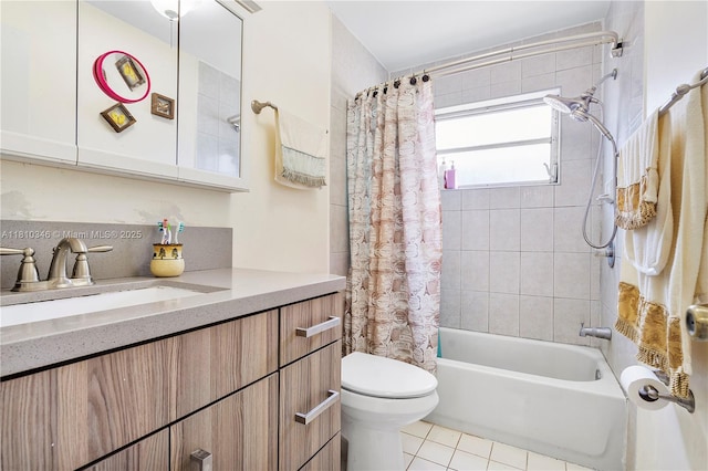 5829 Taylor St, Hollywood, FL 33021 - full bathroom with toilet, vanity, shower / tub combo with curtain, and tile patterned floors