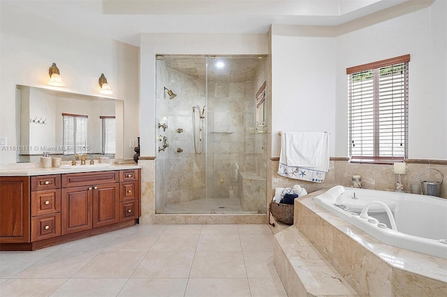 15960 SW 250th St, Homestead, FL 33031 - full bathroom with a garden tub, vanity, a stall shower, and tile patterned flooring
