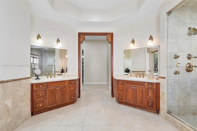 15960 SW 250th St, Homestead, FL 33031 - full bathroom featuring tile patterned flooring, a shower stall, and two vanities