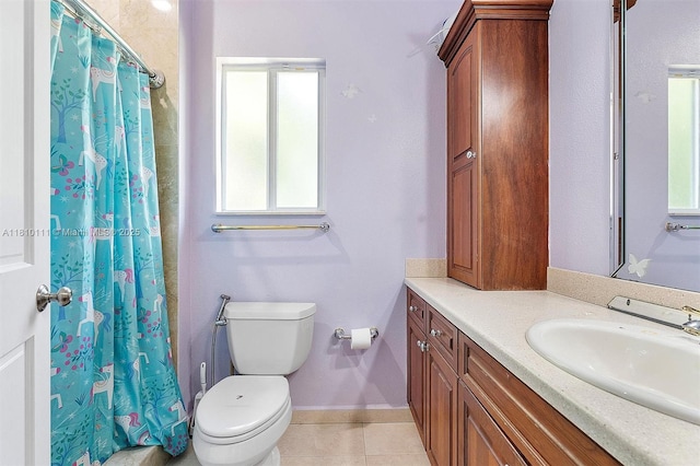 15960 SW 250th St, Homestead, FL 33031 - bathroom featuring vanity, toilet, tile patterned floors, baseboards, and a shower with curtain