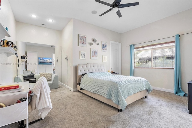15960 SW 250th St, Homestead, FL 33031 - carpeted bedroom with baseboards, a ceiling fan, and recessed lighting
